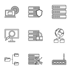 Poster - Computer icons set, outline style