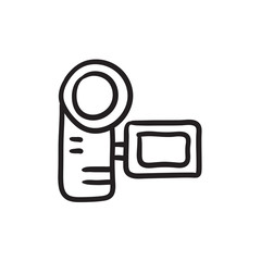 Sticker - Digital video camera sketch icon.