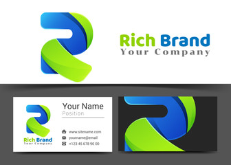 Letter R Corporate Logo and business card sign template. Creative design with colorful logotype visual identity composition made of multicolored element. Vector illustration