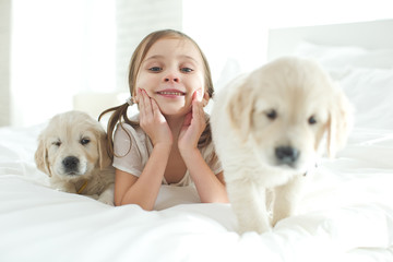 Wall Mural - Child and dog 