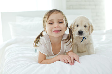 Wall Mural - Child and dog 