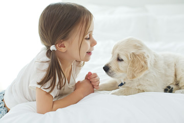 Wall Mural - Child and dog 