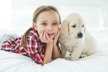 Wall Mural - Child and dog 