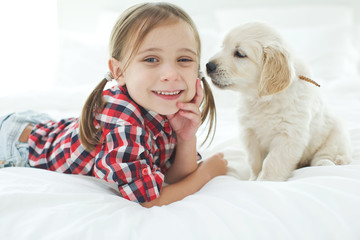 Wall Mural - Child and dog 