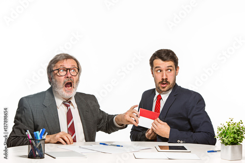 Fotografía Concept - corruption. Businessman in a suit taking a bribe