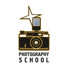 Wall Mural - Camera flash photography school vector icon