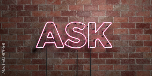 Fotografija ASK - fluorescent Neon tube Sign on brickwork - Front view - 3D rendered royalty free stock picture
