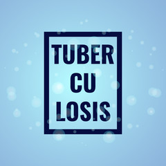 Wall Mural - Tuberculosis awareness poster with air bubbles and a frame on blue background. World TB day sign. Medical solidarity day concept. Vector illustration.