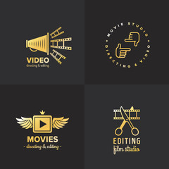 Film, movie and video logo vintage vector set. Part two.