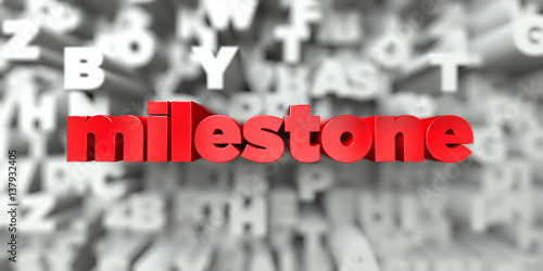 Fotografering milestone - Red text on typography background - 3D rendered royalty free stock image