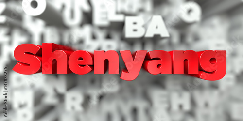 Fotografie, Obraz Shenyang - Red text on typography background - 3D rendered royalty free stock image