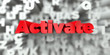 © Chris Titze Imaging - Activate -  Red text on typography background - 3D rendered royalty free stock image. This image can be used for an online website banner ad or a print postcard.