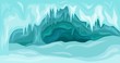 Vector Illustration of  Inside an blue ice cave covered with snow and flooded with light. Christmas  background 