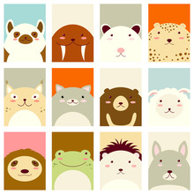 Set Of Banners With Cute Animals