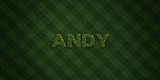 ANDY - fresh Grass letters with flowers and dandelions - 3D rendered royalty free stock image. Can be used for online banner ads and direct mailers..