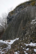 Rocky waterfall - Basaltic pentagonal columns - geological formation of volcanic origin near castle Somoska, Slovakia