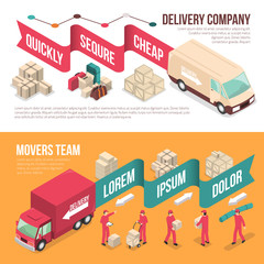 Sticker - Isometric Delivery Moving Banner Set