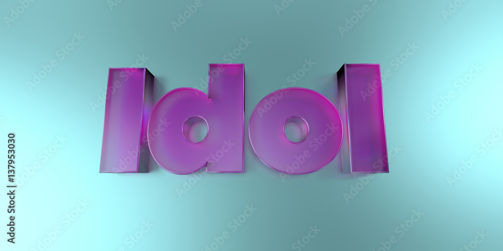 Idol - colorful glass text on vibrant background - 3D rendered royalty free stock image. - obrazy, fototapety, plakaty 