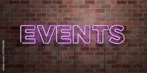 Fotografía EVENTS - fluorescent Neon tube Sign on brickwork - Front view - 3D rendered royalty free stock picture