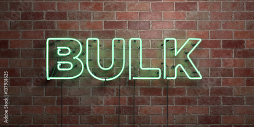 Fotografie, Obraz BULK - fluorescent Neon tube Sign on brickwork - Front view - 3D rendered royalty free stock picture