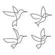 Continuous line bird White one line drawing