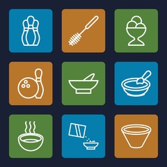 Wall Mural - Set of 9 bowl outline icons