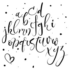 Wall Mural - Hand lettering alphabet. Hand drawn letters. Modern calligraphy font. Vector