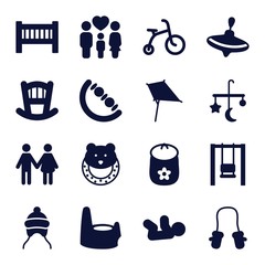  Set of 16 kid filled icons