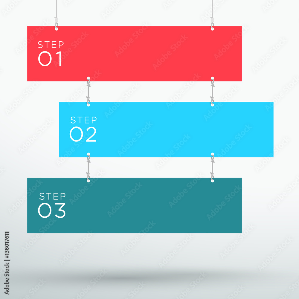 Task 3 Banner Infographic 3 Step Colourful Hanging Text Banners A Stock Vector ...