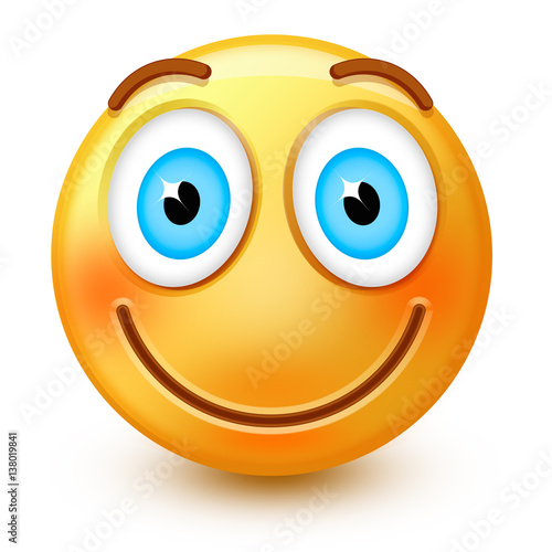 Cute Smiley Face Emoticon Or 3d Happy Emoji With Smiling Mouth