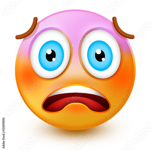 Cute screaming in fear-face emoticon or 3d fearful emoji shocked by a ...