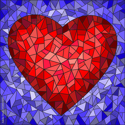 ilustracja-w-stylu-witrazu-z-czerwonym-sercem-na-niebieskim-tle