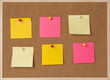 © 영인 진 - lot a yellow, pink stickry note on wooden frame cork board.