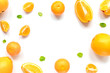 orange slices for juice on white background top view mock-up