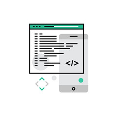 Fototapete - Mobile Coding Monoflat Icon.