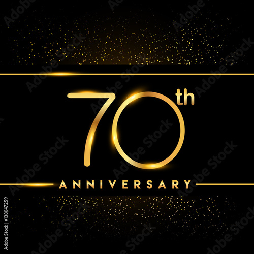 Celebrating of 70 years anniversary, logotype golden colored isolated on black b Poster