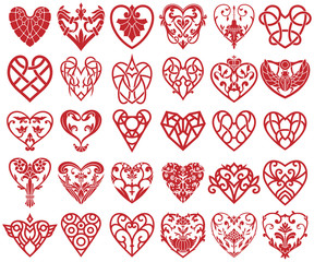 Wall Mural - Decorative Heart Ornaments Set