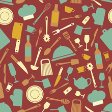 Seamless Pattern With Kitchen Items