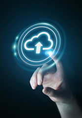 Poster - Businesswoman using digital cloud 3D rendering