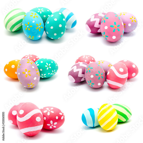 Stampa su Tela Collection of photos perfect colorful handmade easter eggs