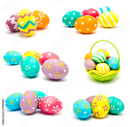 Stampe Collection of photos perfect colorful handmade easter eggs