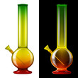 Glass bong in rasta colors. Vector illustration with smart transparencies - will work against any background!