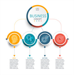 Wall Mural - Vector illustration infographic template with 3D circles paper label.
