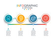 Vector illustration line infographic template with 3D circles paper label.