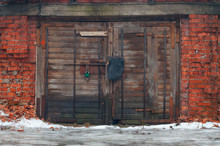 Old Garage Doors And Tumbledown Brick Walls.