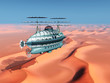 Fantasie Luftschiff über einer Sandwüste