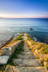 Wall Mural - stairs lookout to cantabrian sea, located at basque country. Spain