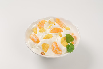 Canvas Print - sour cream with fresh tangerine