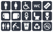 toilet vector icons set, boy or girl restroom wc
