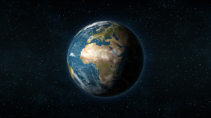 Wall Mural - realistic earth centered on the african and european continent, with stars in the background